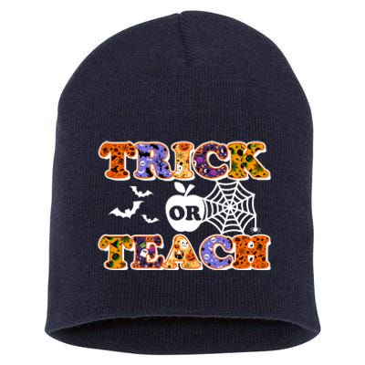 Cute Halloween Trick Or Teach Teacher Short Acrylic Beanie