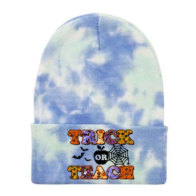 Cute Halloween Trick Or Teach Teacher Tie Dye 12in Knit Beanie