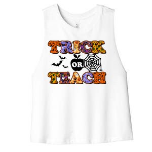 Cute Halloween Trick Or Teach Teacher Women's Racerback Cropped Tank