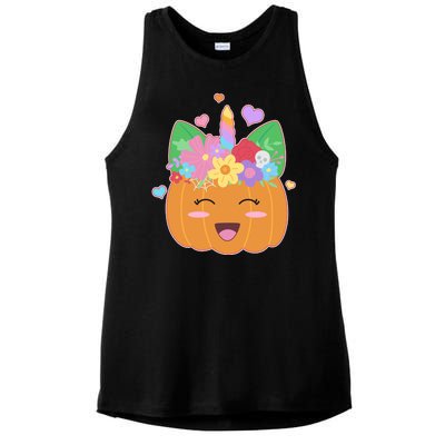 Cute Halloween Unicorn Pumpkin Ladies PosiCharge Tri-Blend Wicking Tank