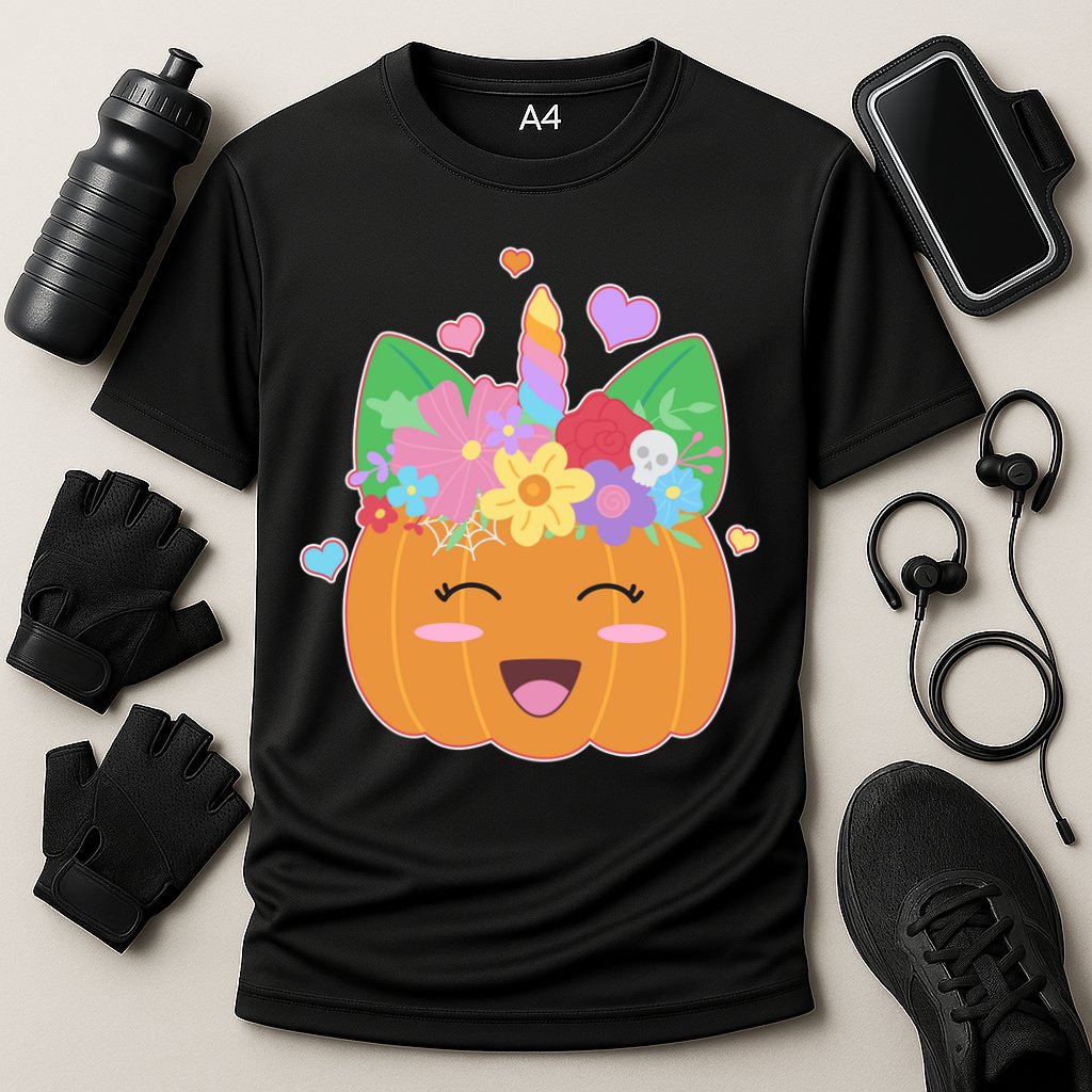Cute Halloween Unicorn Pumpkin Cooling Performance Crew T-Shirt
