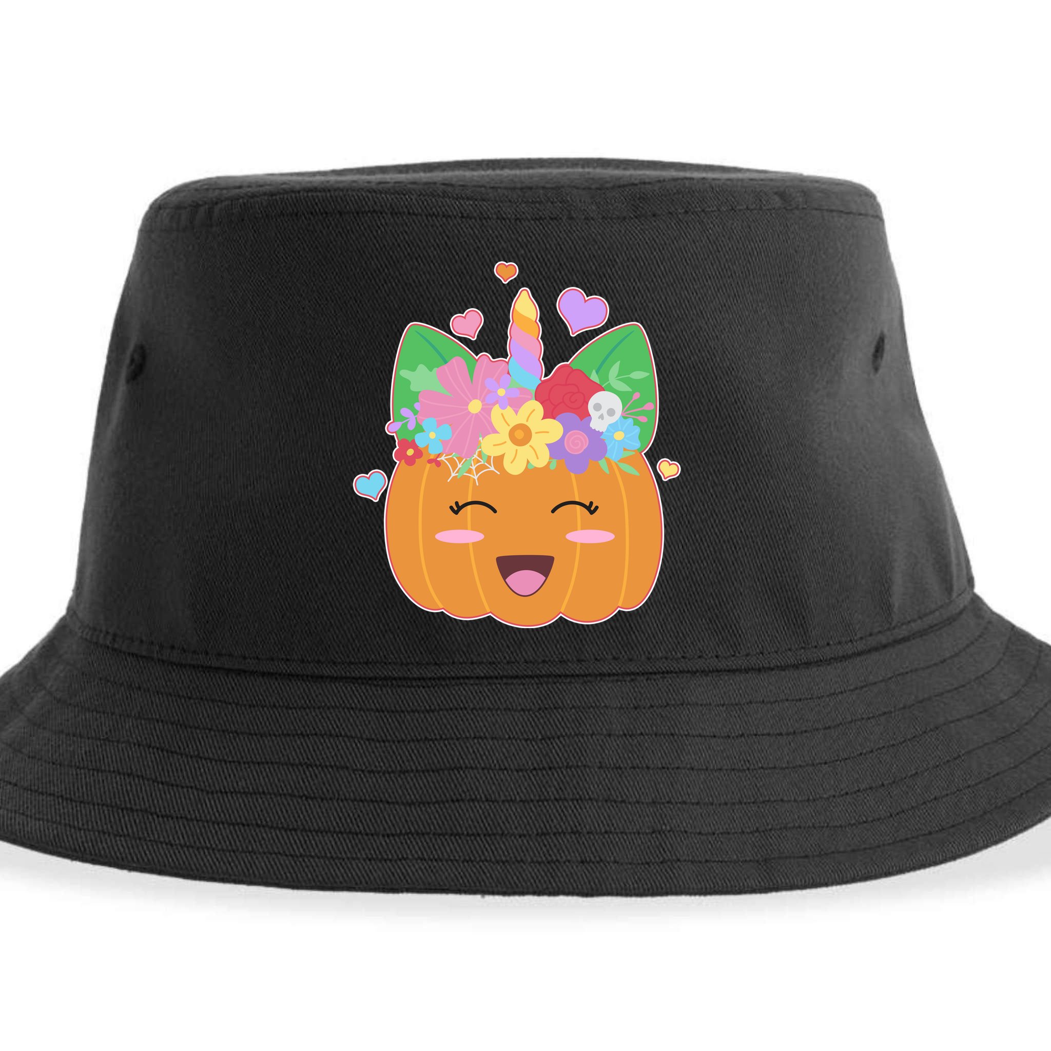 Cute Halloween Unicorn Pumpkin Sustainable Bucket Hat