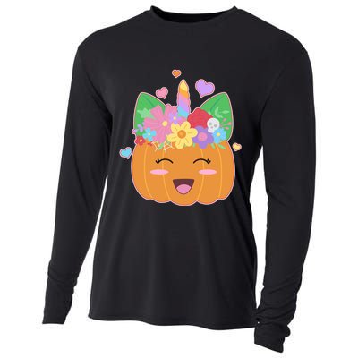 Cute Halloween Unicorn Pumpkin Cooling Performance Long Sleeve Crew