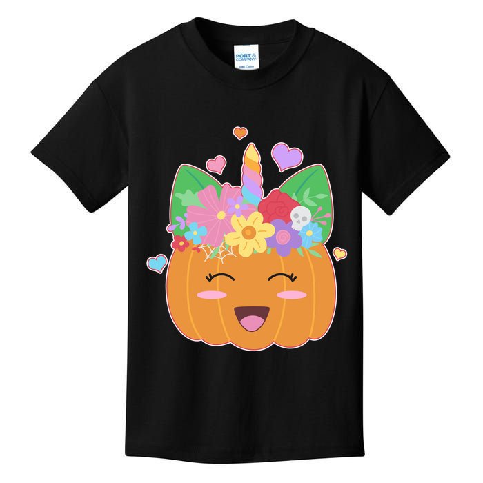Cute Halloween Unicorn Pumpkin Kids T-Shirt