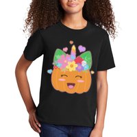 Cute Halloween Unicorn Pumpkin Kids T-Shirt