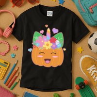 Cute Halloween Unicorn Pumpkin Kids T-Shirt