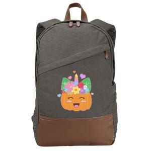 Cute Halloween Unicorn Pumpkin Cotton Canvas Backpack