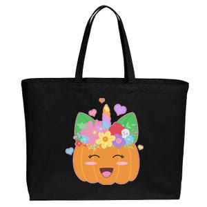 Cute Halloween Unicorn Pumpkin Cotton Canvas Jumbo Tote