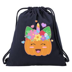 Cute Halloween Unicorn Pumpkin Drawstring Bag