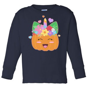 Cute Halloween Unicorn Pumpkin Toddler Long Sleeve Shirt