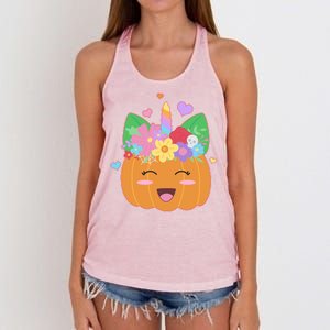 Cute Halloween Unicorn Pumpkin Women's Knotted Racerback Tank