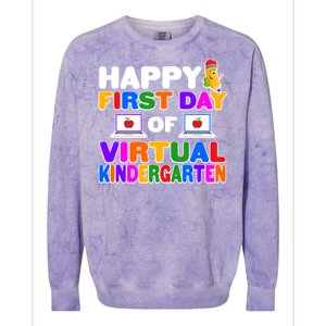 Cute Happy First Day Of Virtual Kindergarten Colorblast Crewneck Sweatshirt