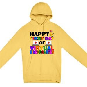 Cute Happy First Day Of Virtual Kindergarten Premium Pullover Hoodie