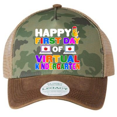 Cute Happy First Day Of Virtual Kindergarten Legacy Tie Dye Trucker Hat