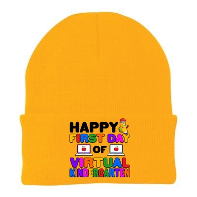 Cute Happy First Day Of Virtual Kindergarten Knit Cap Winter Beanie