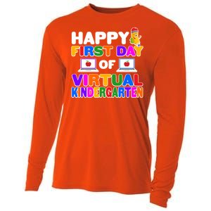 Cute Happy First Day Of Virtual Kindergarten Cooling Performance Long Sleeve Crew