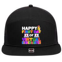 Cute Happy First Day Of Virtual Kindergarten 7 Panel Mesh Trucker Snapback Hat