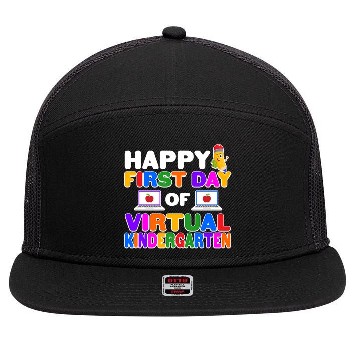 Cute Happy First Day Of Virtual Kindergarten 7 Panel Mesh Trucker Snapback Hat