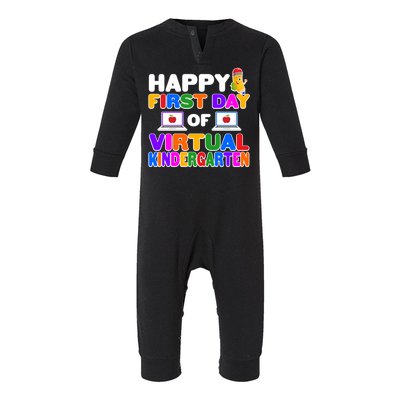 Cute Happy First Day Of Virtual Kindergarten Infant Fleece One Piece