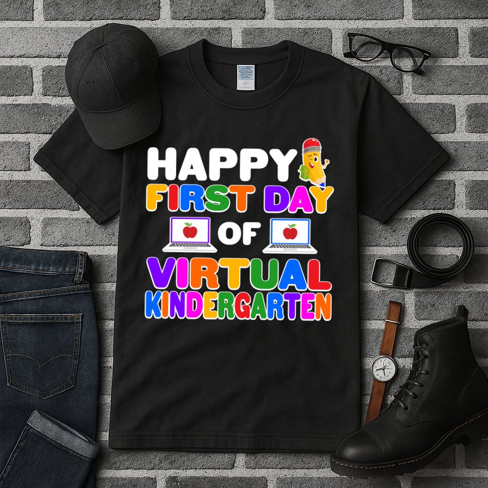 Cute Happy First Day Of Virtual Kindergarten Tall T-Shirt