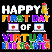 Cute Happy First Day Of Virtual Kindergarten Drawstring Bag