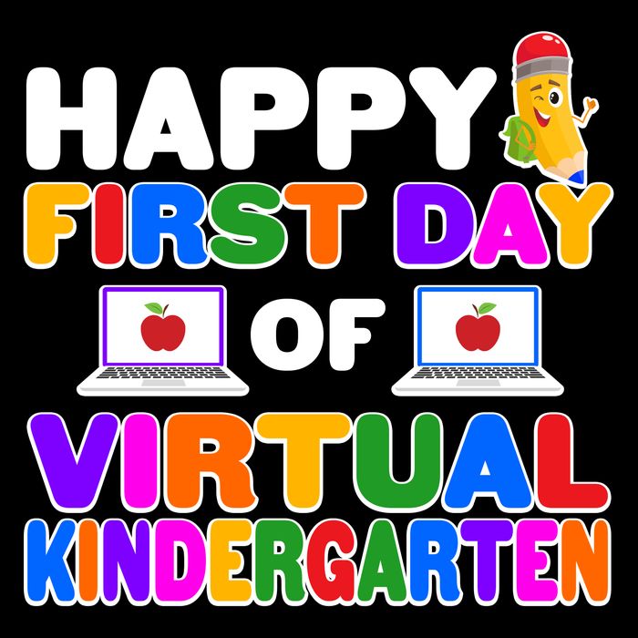 Cute Happy First Day Of Virtual Kindergarten Drawstring Bag