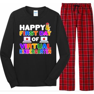 Cute Happy First Day Of Virtual Kindergarten Long Sleeve Pajama Set