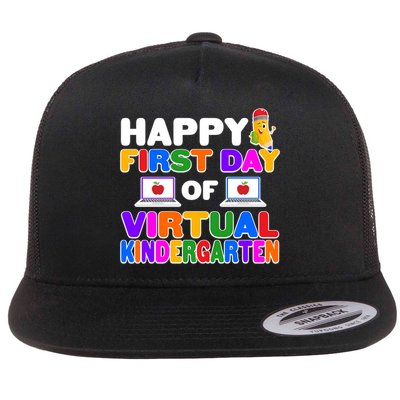 Cute Happy First Day Of Virtual Kindergarten Flatbill Hat