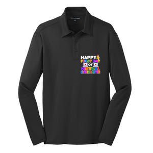 Cute Happy First Day Of Virtual Kindergarten Silk Touch Performance Long Sleeve Polo