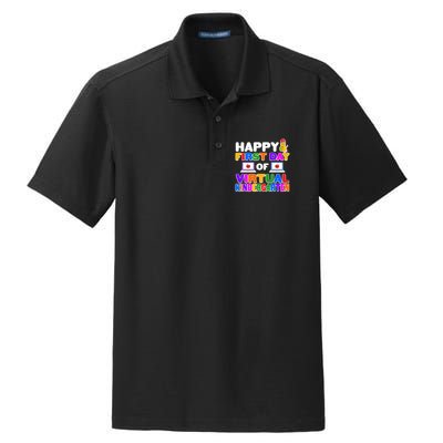 Cute Happy First Day Of Virtual Kindergarten Dry Zone Grid Polo