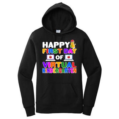 Cute Happy First Day Of Virtual Kindergarten Women's Pullover Hoodie