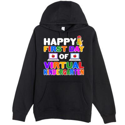 Cute Happy First Day Of Virtual Kindergarten Premium Pullover Hoodie