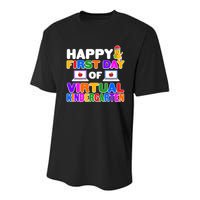Cute Happy First Day Of Virtual Kindergarten Youth Performance Sprint T-Shirt