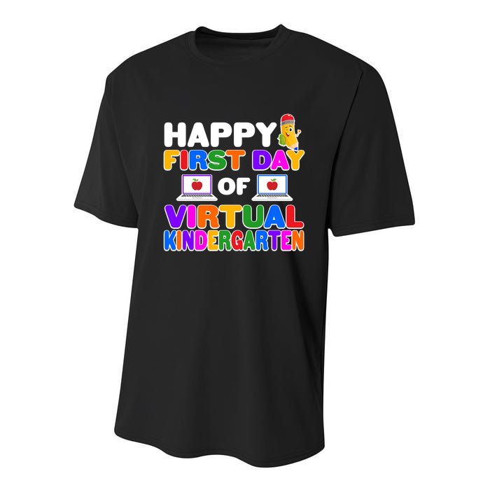 Cute Happy First Day Of Virtual Kindergarten Youth Performance Sprint T-Shirt