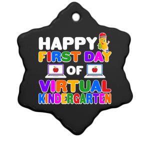 Cute Happy First Day Of Virtual Kindergarten Ceramic Star Ornament