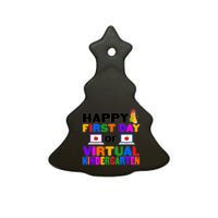 Cute Happy First Day Of Virtual Kindergarten Ceramic Tree Ornament