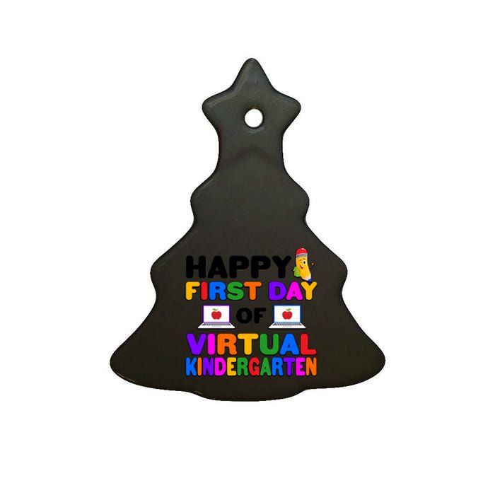 Cute Happy First Day Of Virtual Kindergarten Ceramic Tree Ornament