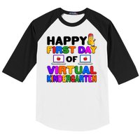 Cute Happy First Day Of Virtual Kindergarten Baseball Sleeve Shirt