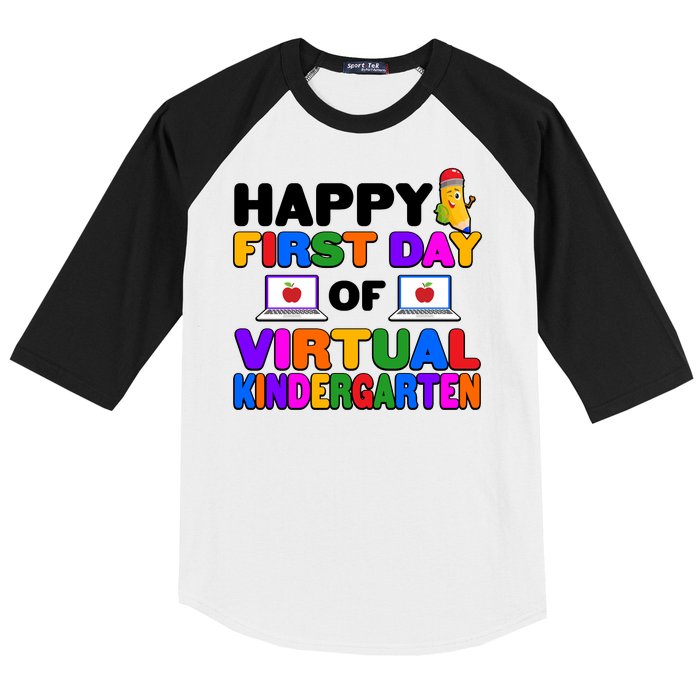 Cute Happy First Day Of Virtual Kindergarten Baseball Sleeve Shirt