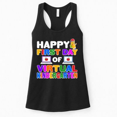 Cute Happy First Day Of Virtual Kindergarten Womens Tank Top