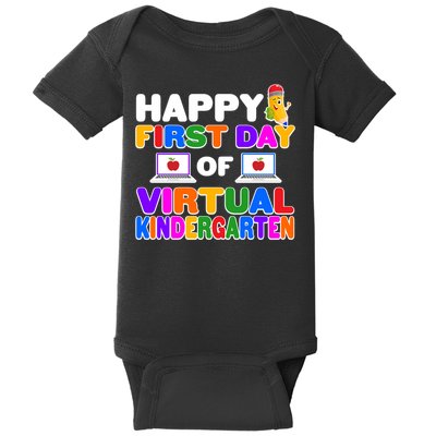 Cute Happy First Day Of Virtual Kindergarten Baby Bodysuit