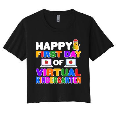 Cute Happy First Day Of Virtual Kindergarten Crop Top