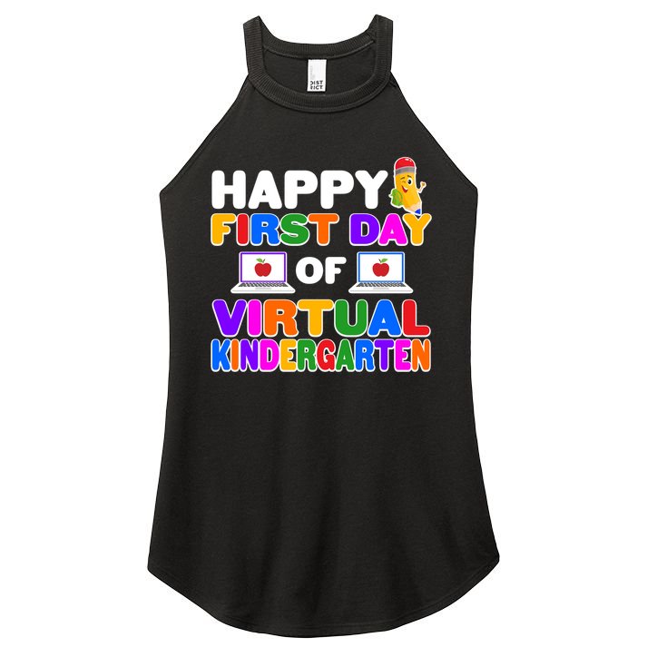 Cute Happy First Day Of Virtual Kindergarten Women's Perfect Tri Rocker Tank
