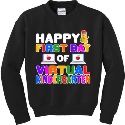 Cute Happy First Day Of Virtual Kindergarten Kids Sweatshirt