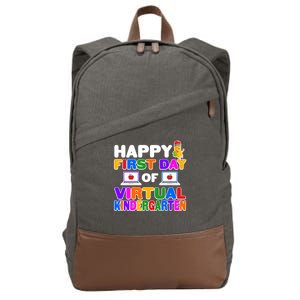 Cute Happy First Day Of Virtual Kindergarten Cotton Canvas Backpack