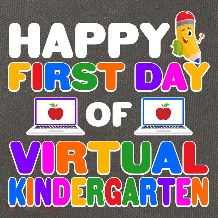 Cute Happy First Day Of Virtual Kindergarten Cotton Canvas Backpack