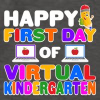 Cute Happy First Day Of Virtual Kindergarten Vector Backpack