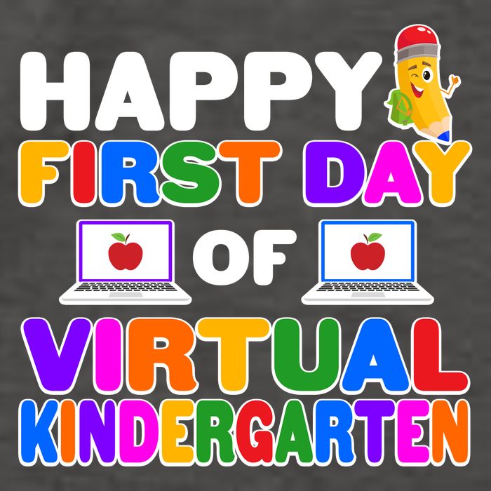 Cute Happy First Day Of Virtual Kindergarten Vector Backpack