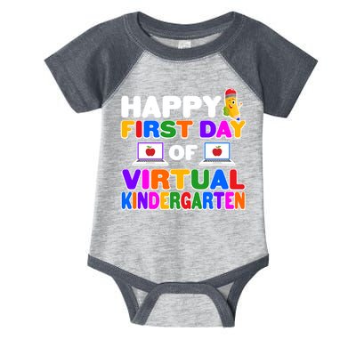 Cute Happy First Day Of Virtual Kindergarten Infant Baby Jersey Bodysuit