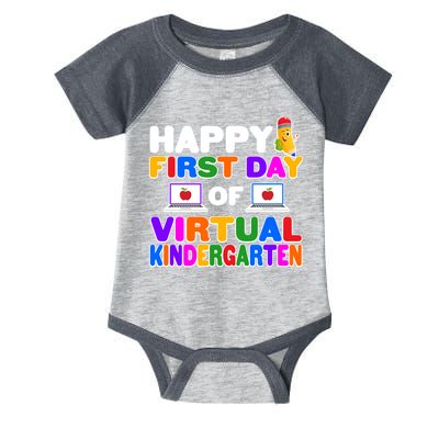 Cute Happy First Day Of Virtual Kindergarten Infant Baby Jersey Bodysuit